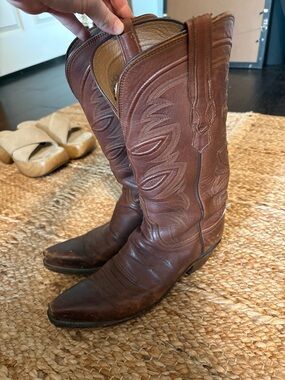 Lucchese Brown Leather Western Heeled Boots
